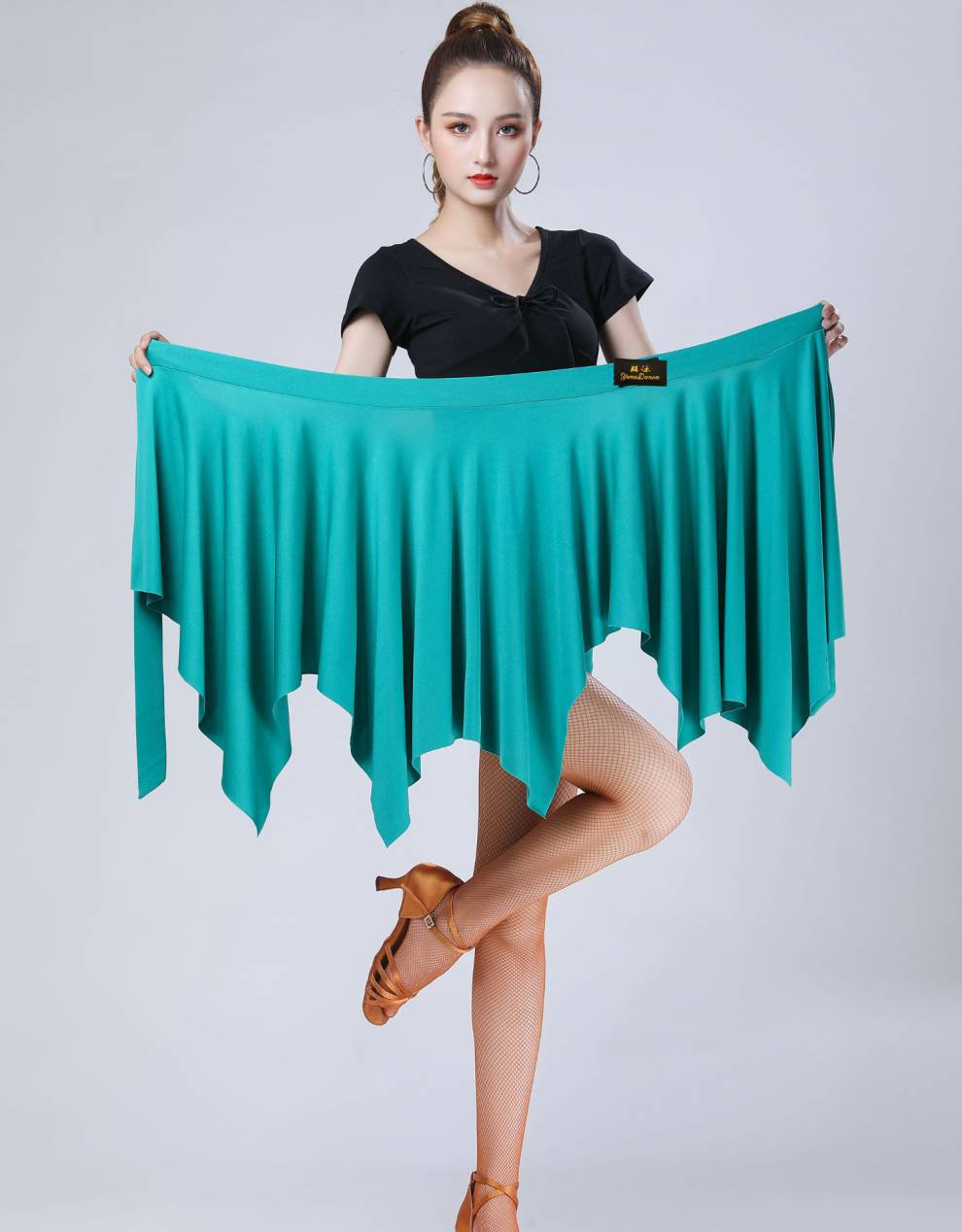 拉丁舞半身裙成人新款拉丁舞围裙臀巾不规则短裙系带一片裙成人女广场