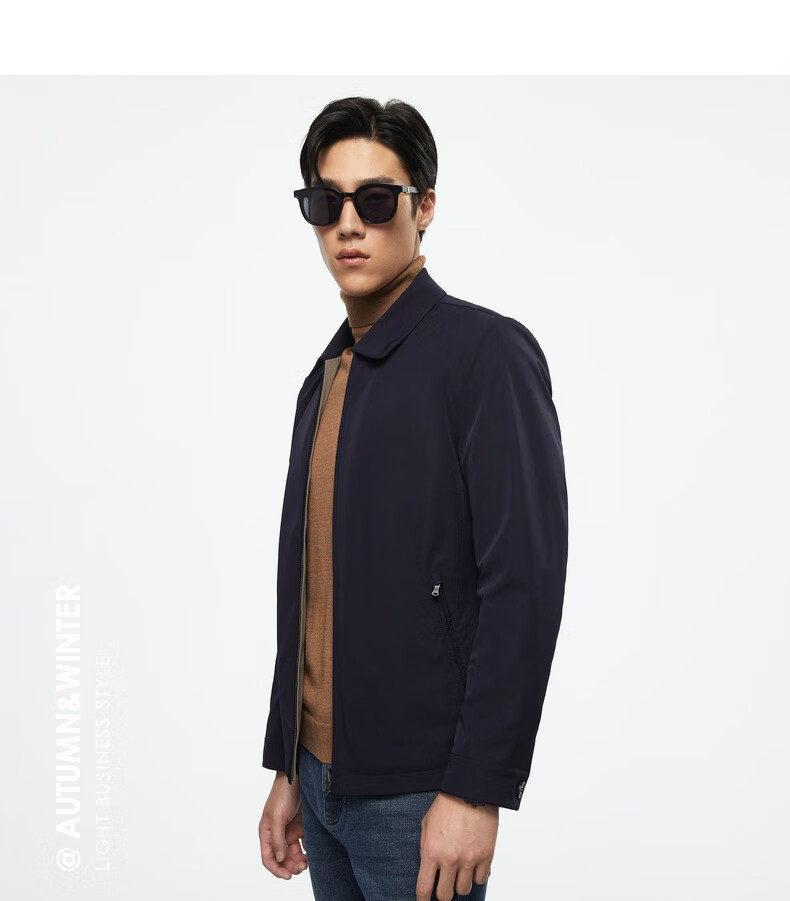 雅戈尔夹克茄克男春秋推荐男士短款外套单夹克双面穿商务休闲藏青165