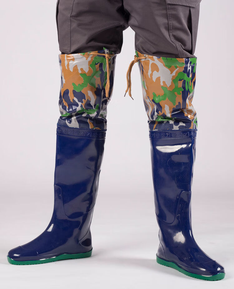 精选新款插秧鞋男女中高筒雨鞋水田鞋袜软底松紧系带过膝下水鞋捕鱼靴