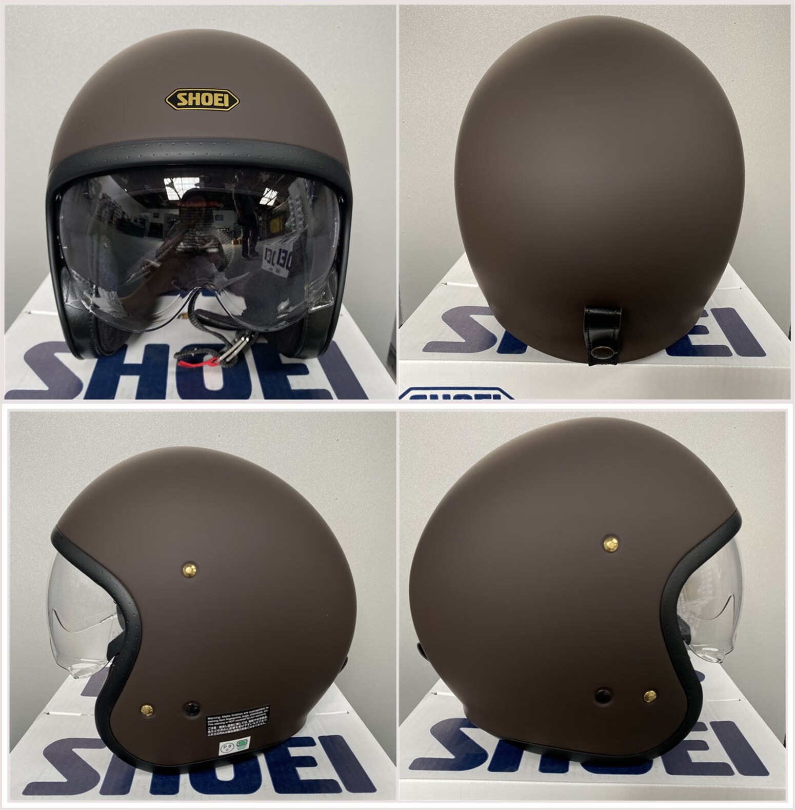 日本shoei jo内置镜片3/4盔安全帽摩托机车哈雷骑行复古半盔头盔 哑光