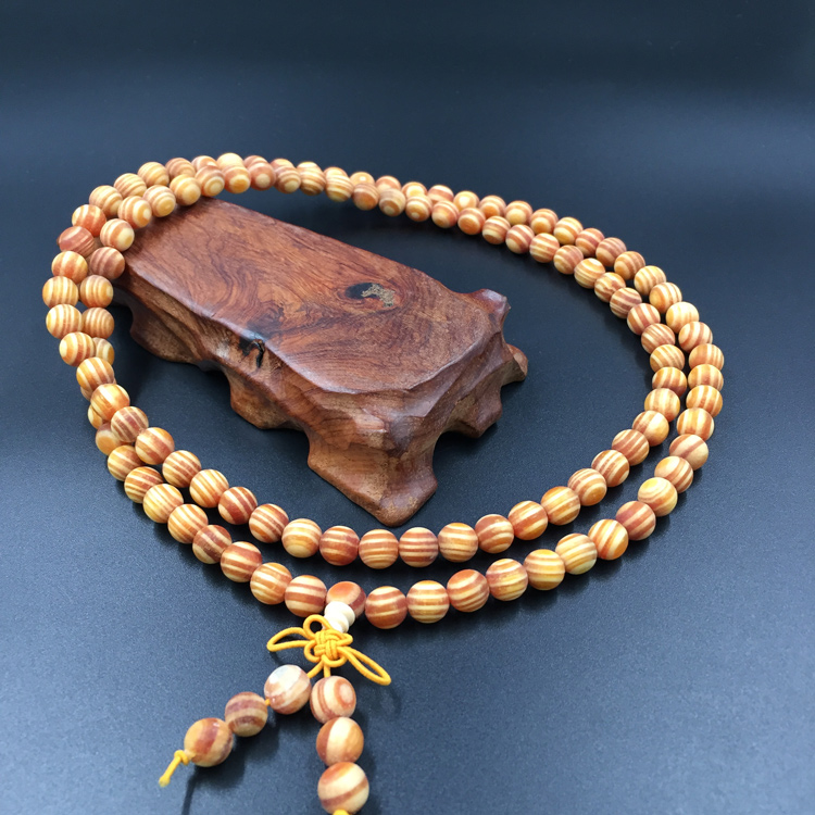 松明子手串琥珀松柏木手链108颗念珠透光佛珠油松手持的的10mm108泡油