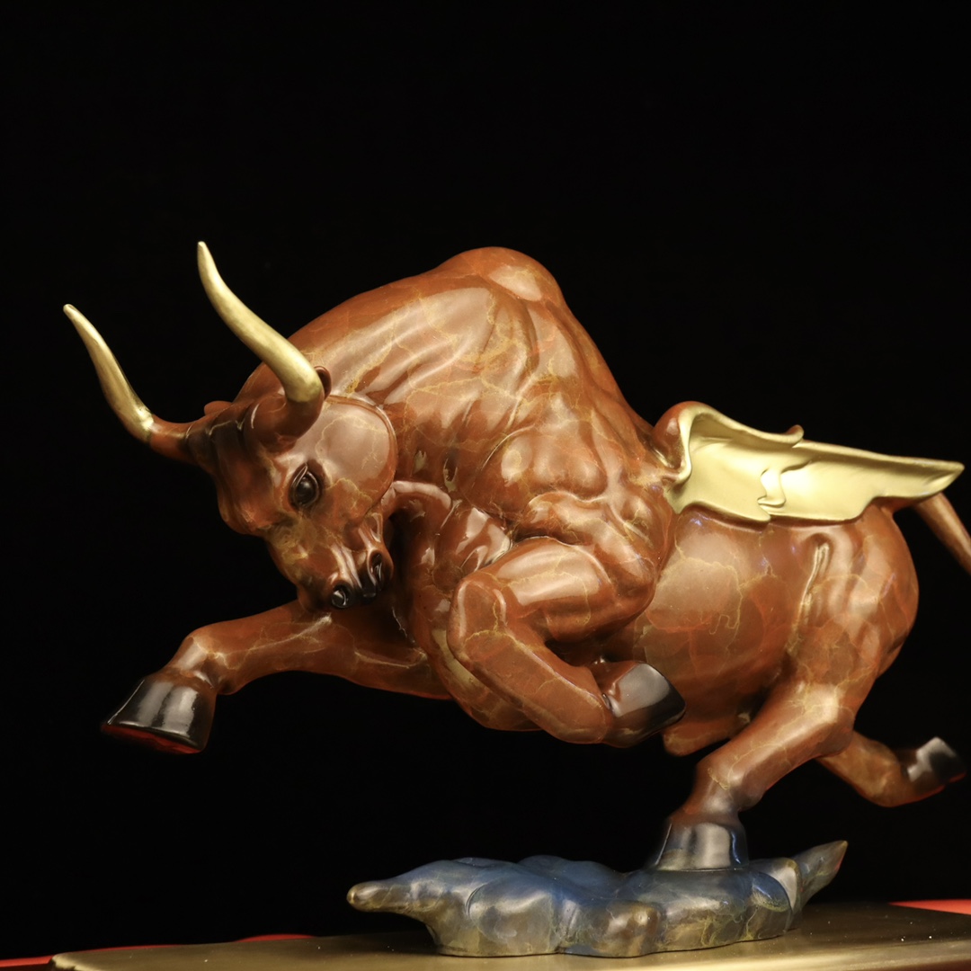 鼎盛福纯铜财福牛飞天牛摆件气势如虹牛气冲天发财纳福客厅办公室饰 d