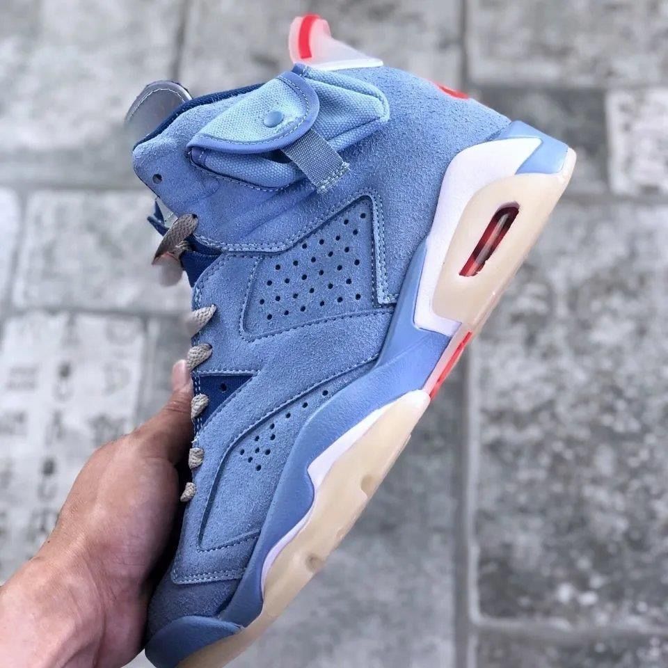 travis 乔6 大学蓝 联名卡其棕 鬼脸夜光口袋男运动鞋 aj6卡其棕 45