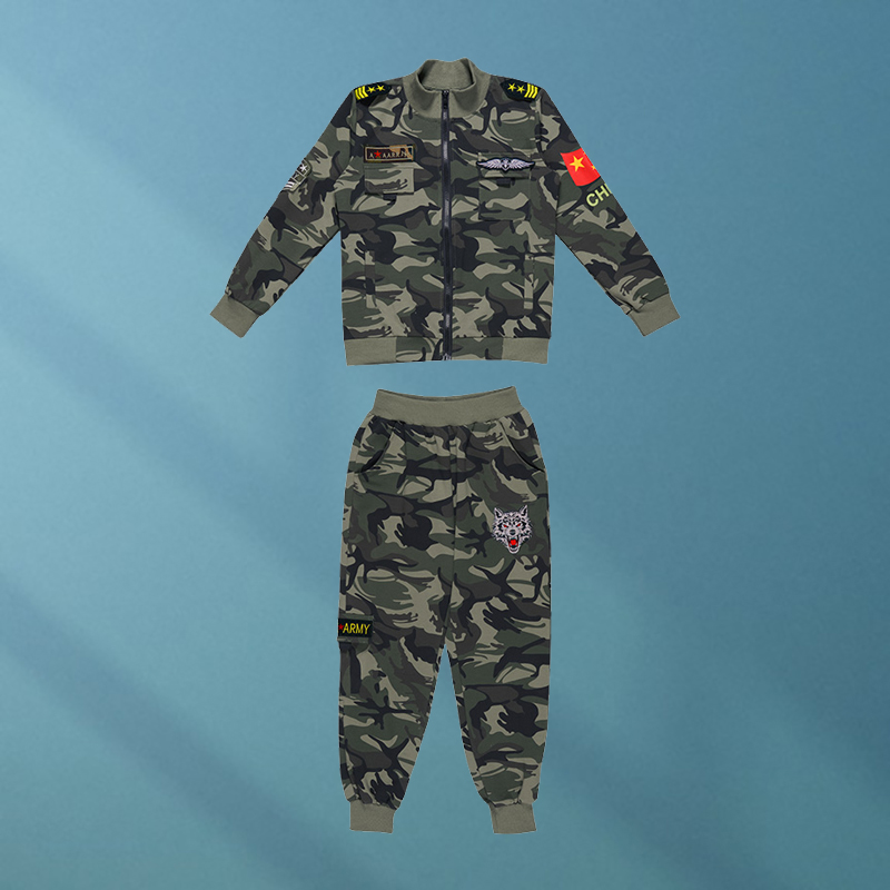 儿童警察的套装秋装迷彩服套装男童装春秋季特种兵服男孩帅气洋气军装