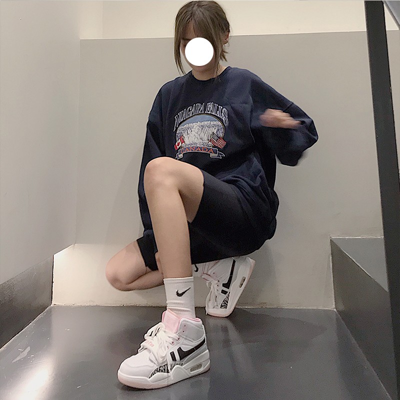 aj女鞋影子灰联名款新款樱花粉af1空军一号百搭运动休闲高帮板鞋蓝色
