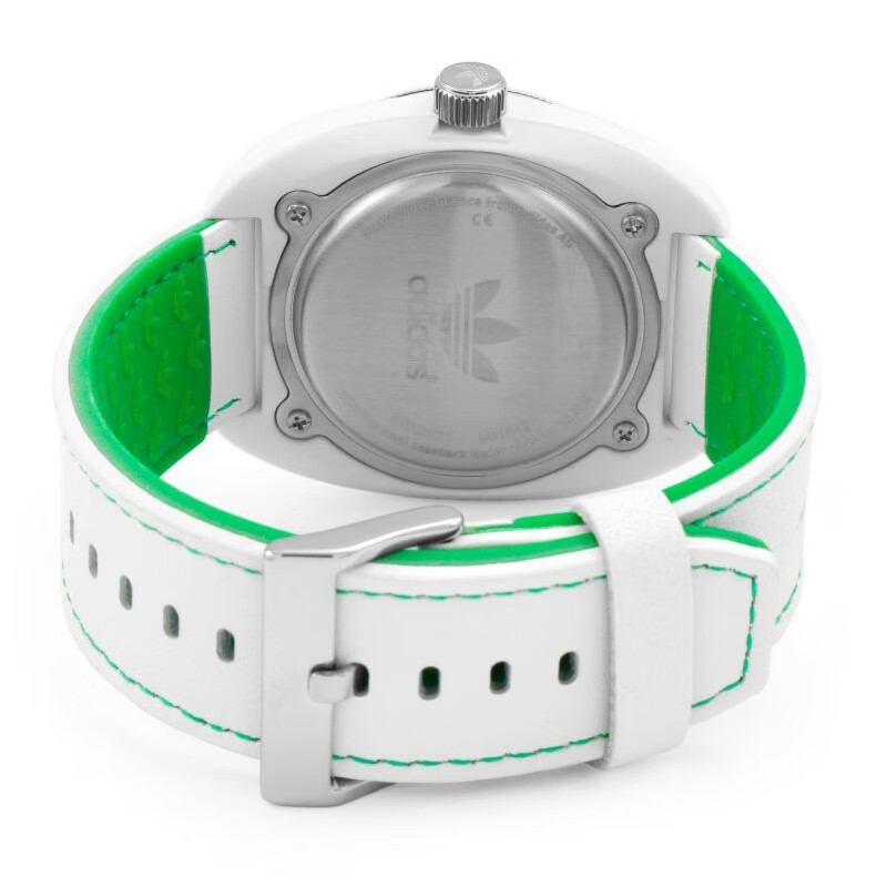 阿迪达斯adidas三叶草originals皮革时尚石英欧美男士手表白绿限量款