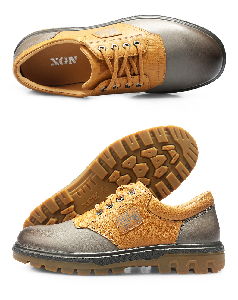 xgn小公牛2021新款夏季防滑男鞋工地休闲透气工装男士耐磨潮鞋腾扬黄