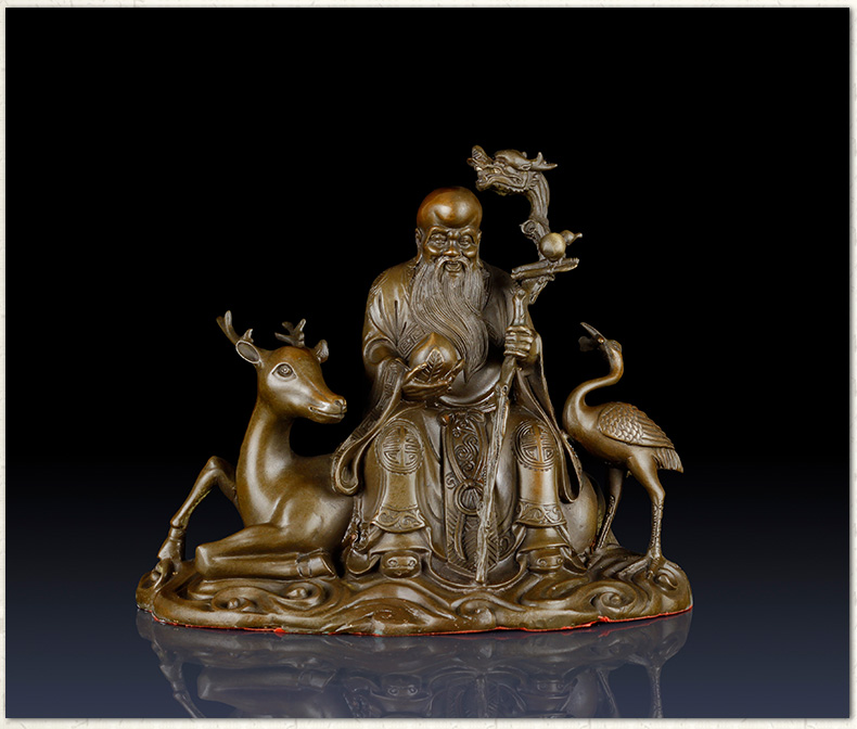 搜可纯铜寿星摆件寿星公南极仙翁寿仙像生日礼物铜装饰品老人生日礼品