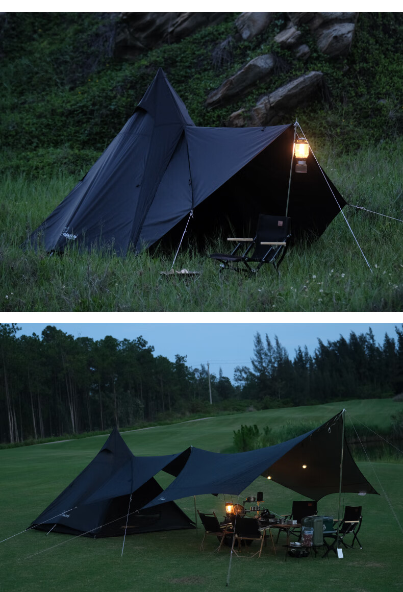 vidalido 维达利多黑化户外露营印第安金字塔防晒双层防雨尖塔帐篷
