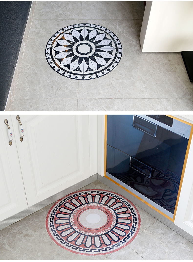 防水耐磨地垫贴圆形地板贴纸客厅瓷砖地面贴花入户玄关地砖装饰贴圆形