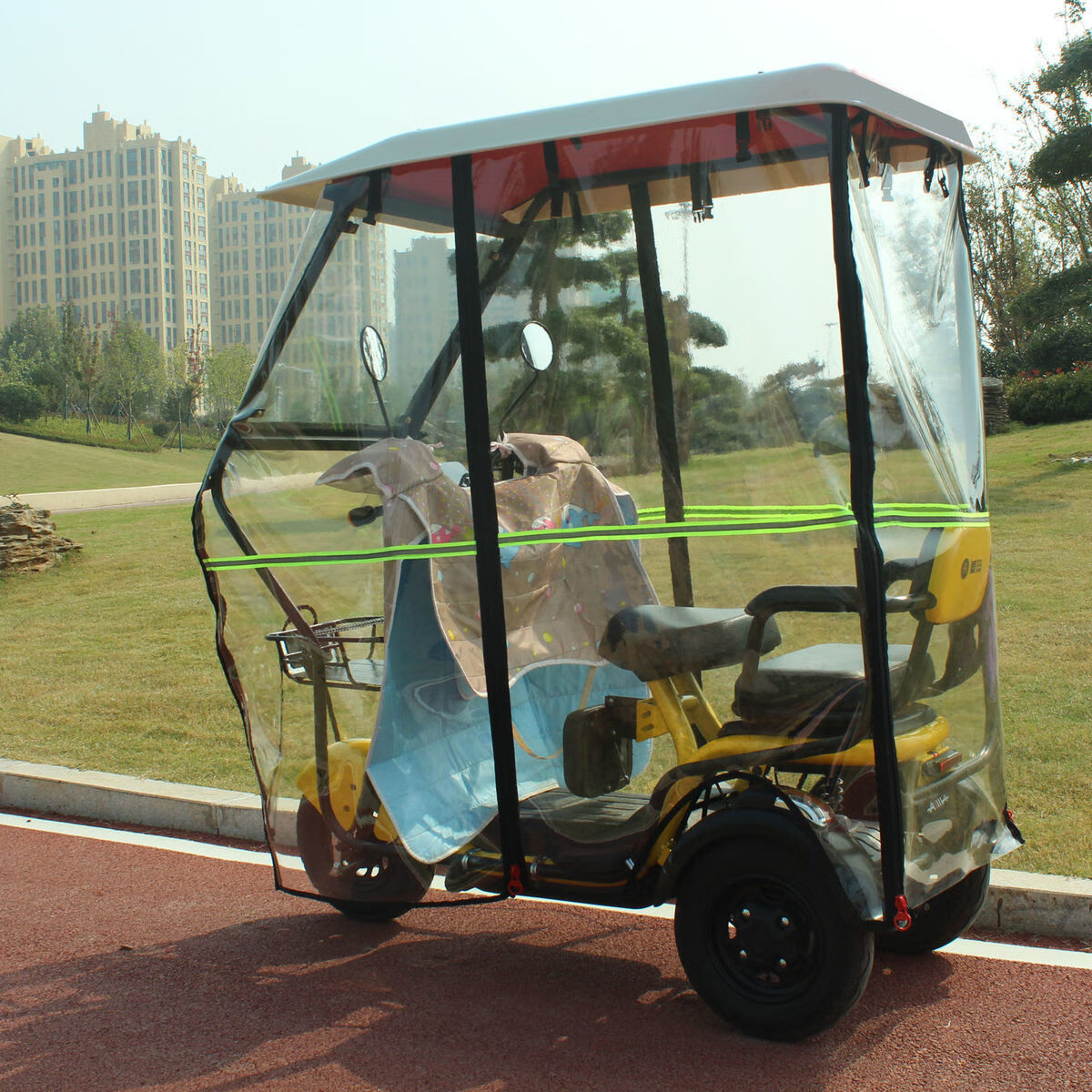 爱玛电动三轮车专用仿寒雨篷车篷n3h1m5双排加厚透明雨棚篷 宽80长160