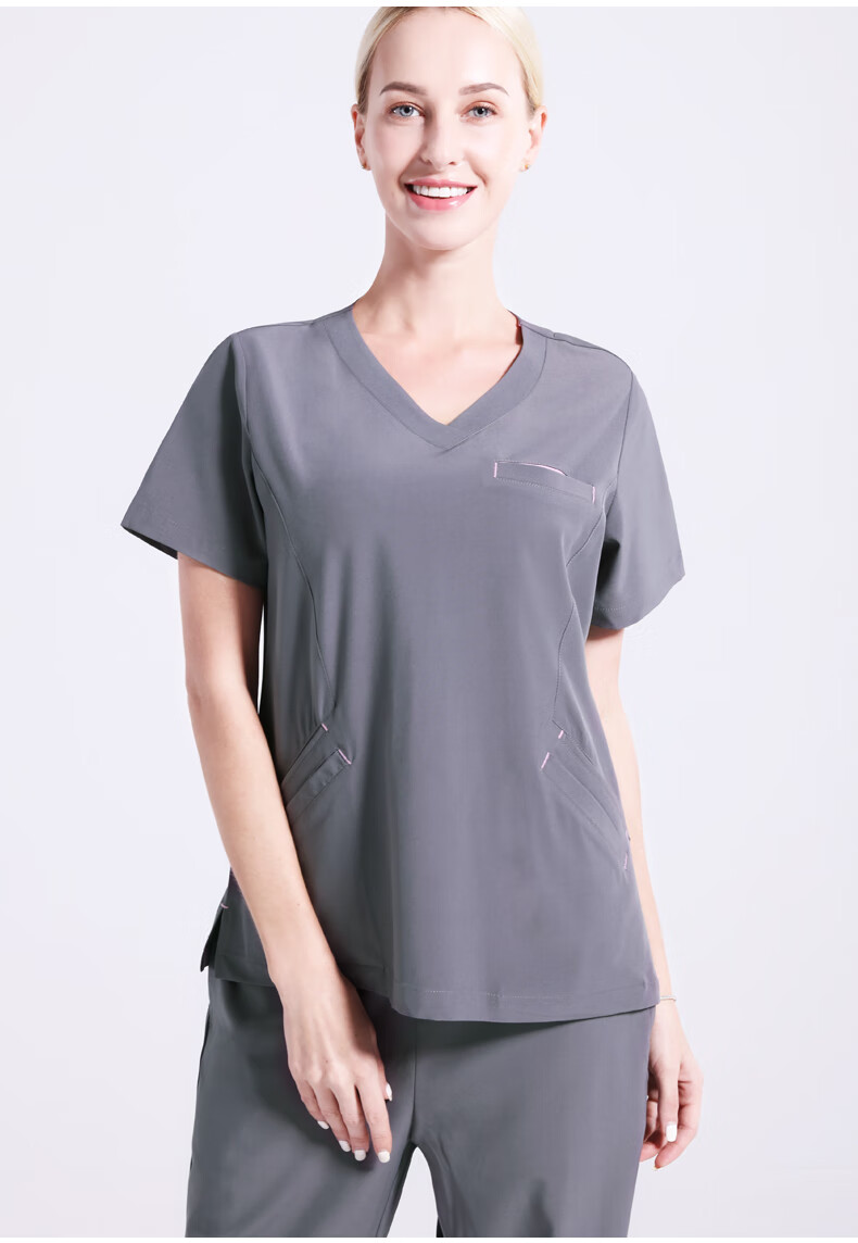 室洗手衣分体护士服短袖医院工作服夏季男女同款刷手服套装深灰色xl