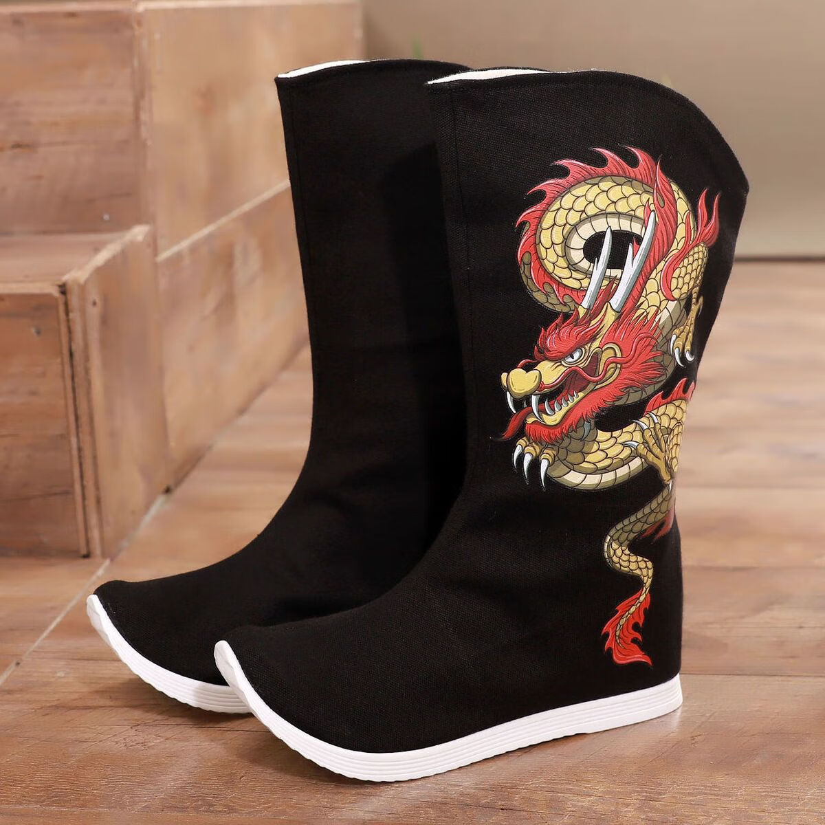 【冷天穿的】搭古代汉服男靴古装靴子汉服鞋增高男明朝武侠鞋防滑影视