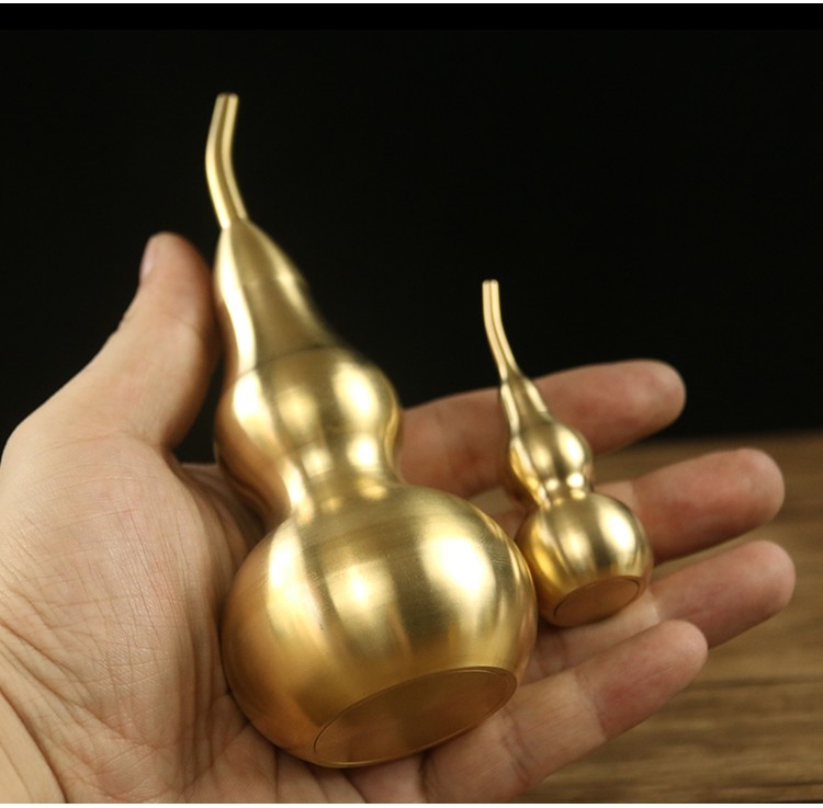 铜之心招财小铜葫芦摆件纯铜开口风水客厅办公室中式家居装饰品桌面手