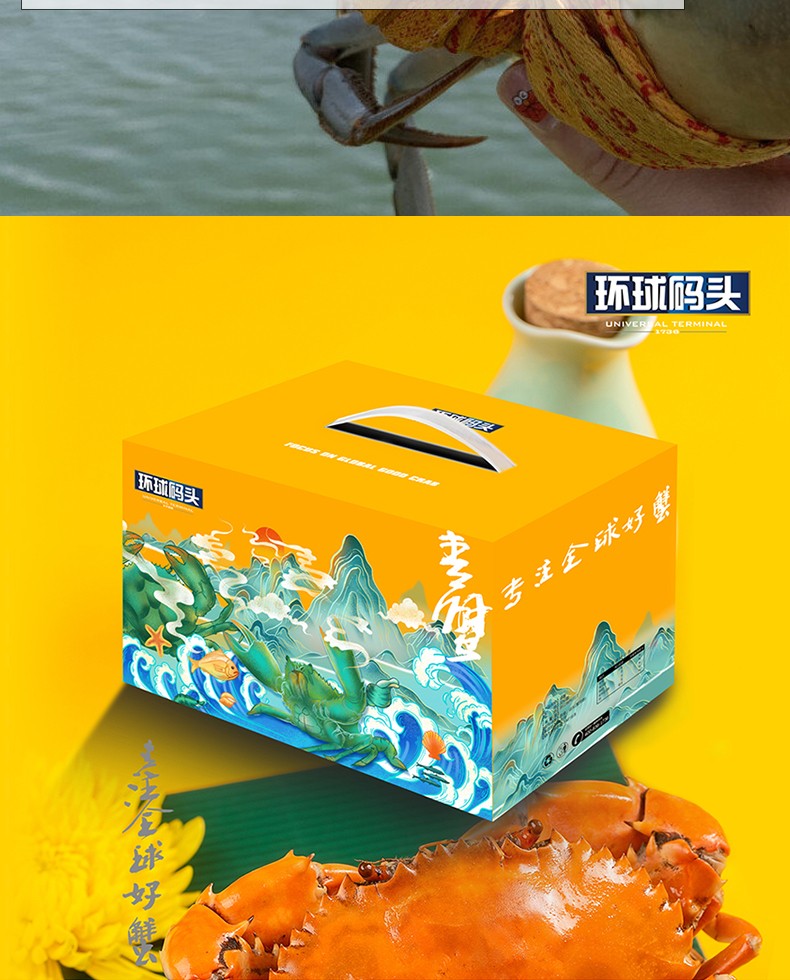 活蟹鹿凌青三门特产青蟹鲜活螃蟹49两海鲜水产生鲜礼盒公母随机2斤24