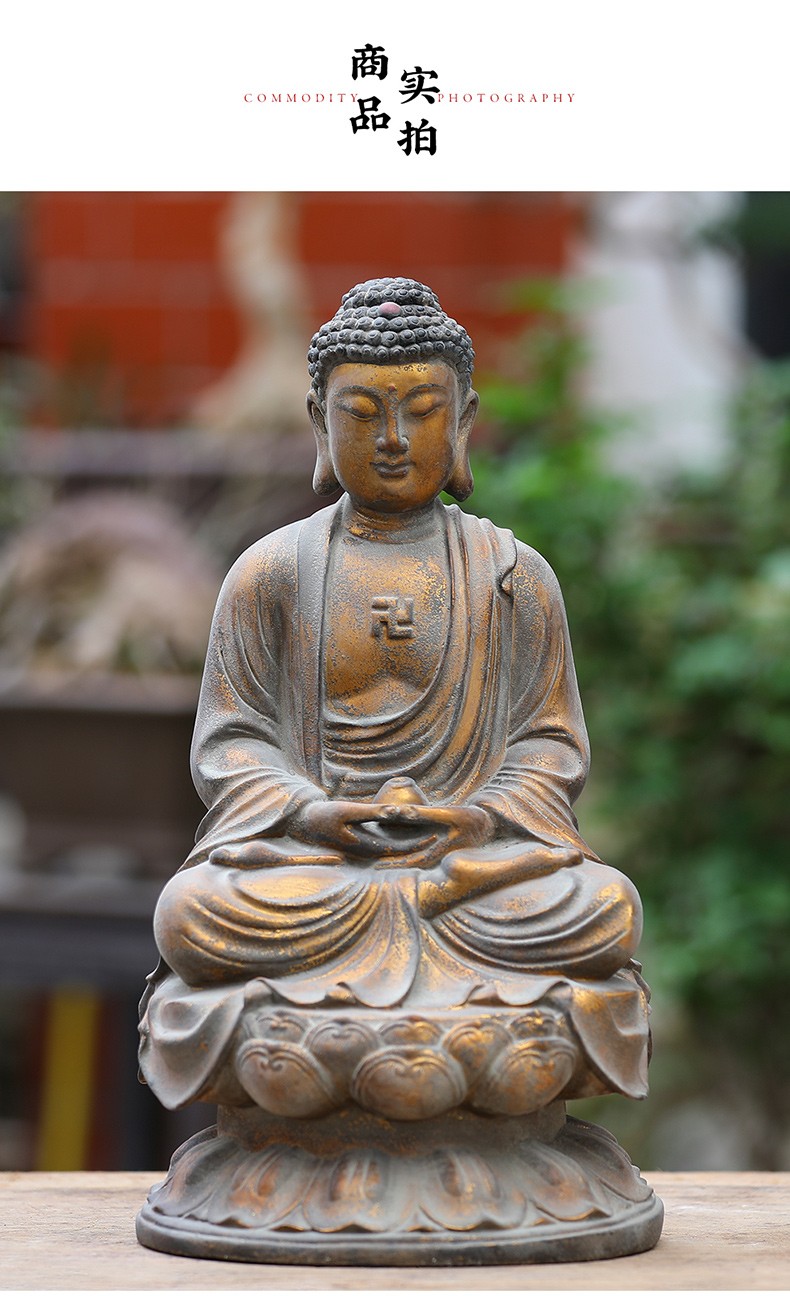 梵粟香樟木雕释迦牟尼佛像如来佛祖阿弥陀佛摆件家居供奉实木雕刻工艺