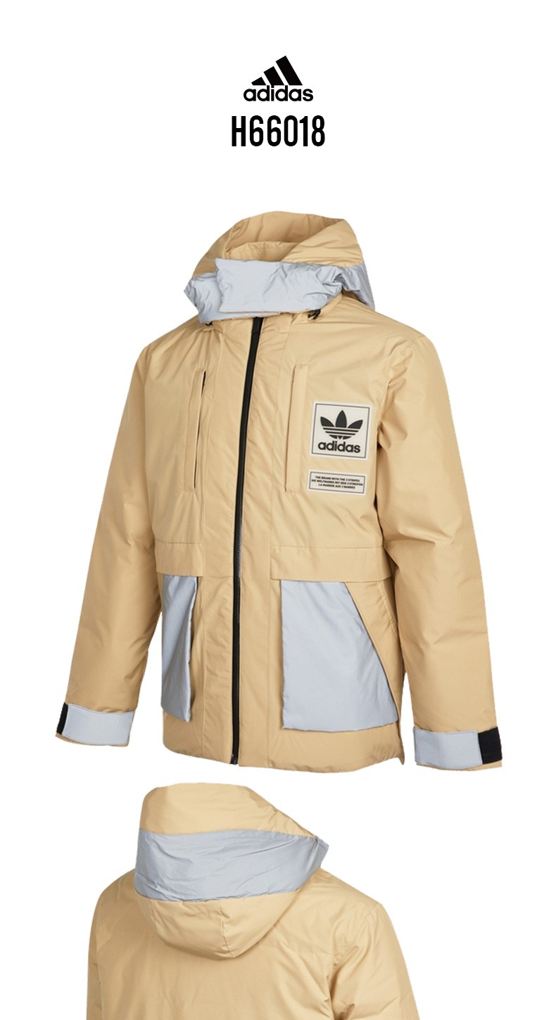 阿迪达斯三叶草羽绒服男2021冬季新款运动服连帽保暖外套潮h66017h6