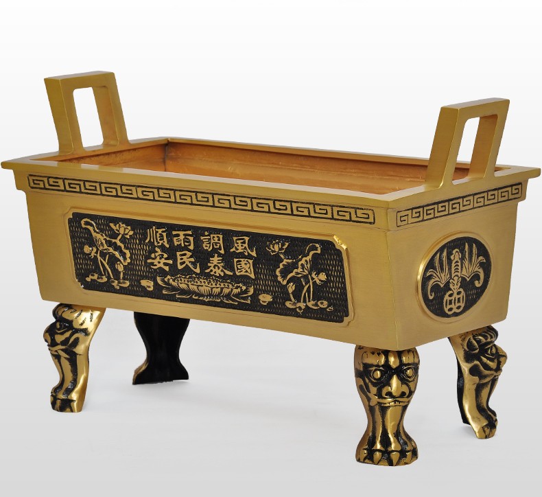 纯铜烧香炉檀香炉室外长方形香炉供佛拜神祭祖鼎寺庙用特大号香炉 26