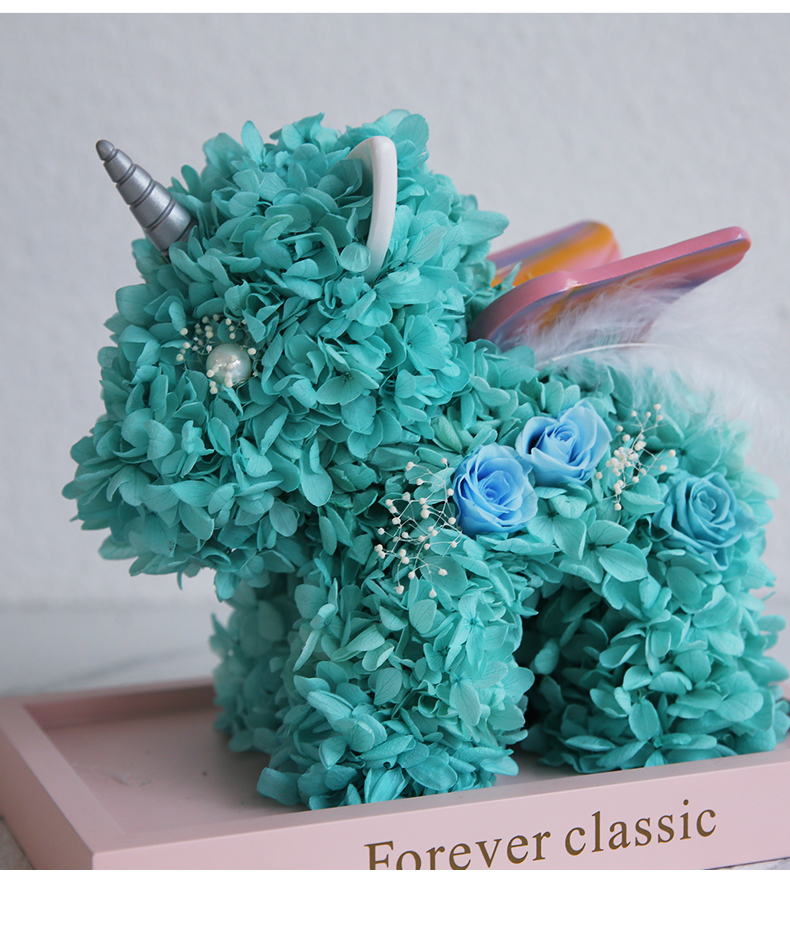 永生花独角兽少女玫瑰花束干花礼盒结婚纪念生日礼物圣诞节送女友老婆