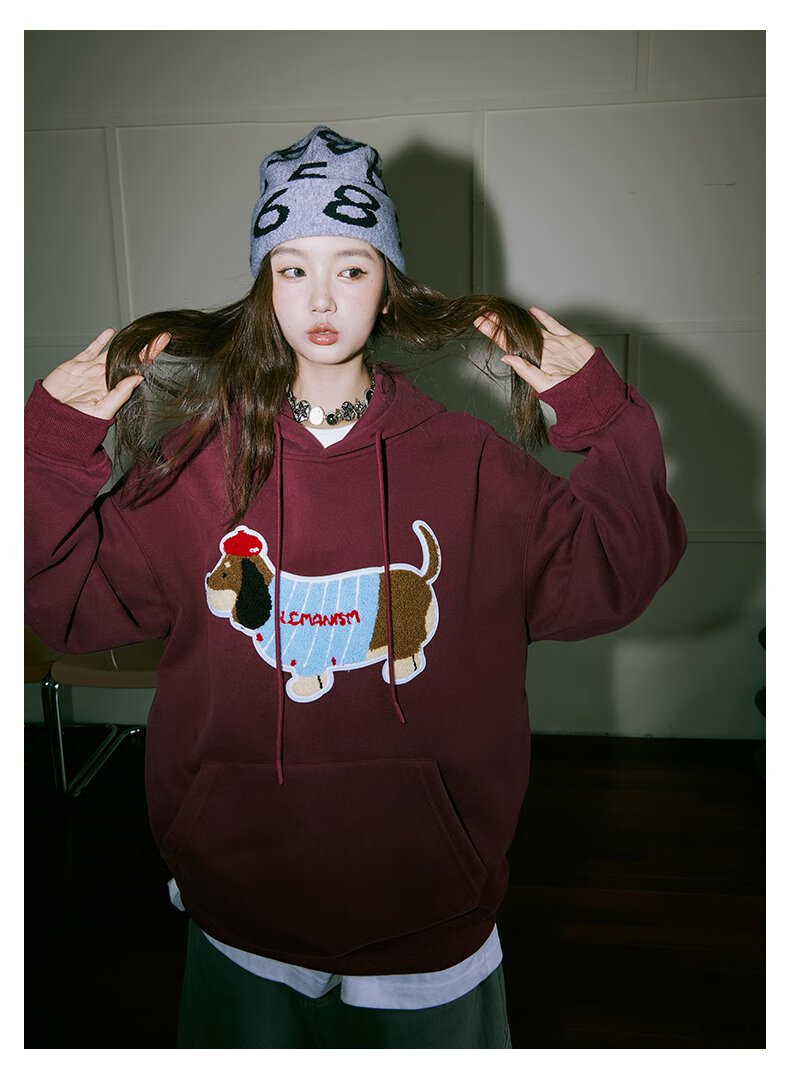 LEMANISM Sweatshirt for Men, Sausage Dog 2025 Spring And Autumn Long-Sleeve T-Shirt, Hooded Pullover, Loose-Fitting Couple's Jacket for Wome 14