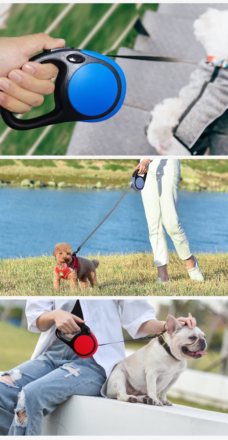 犬拴狗繩可自動伸縮遛狗神器高密度鋼絲防咬鏈大型犬100斤內狗狗粗