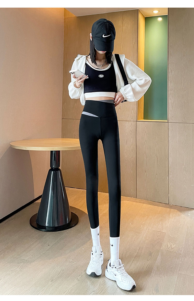 朵世界加宽交叉腰鲨鱼皮裤外穿女春夏薄款打底裤新款卡卡提臀收腹瑜伽