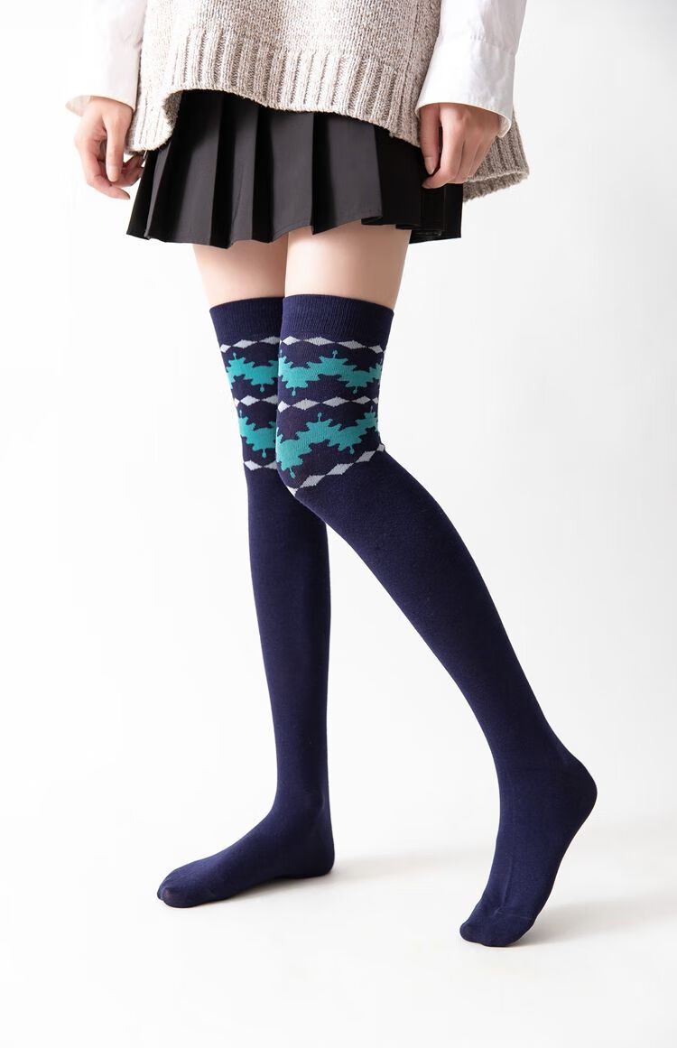 好品质女士长袜美腿袜少女过膝袜薄款亮色星星纹长筒袜韩版学院风高筒