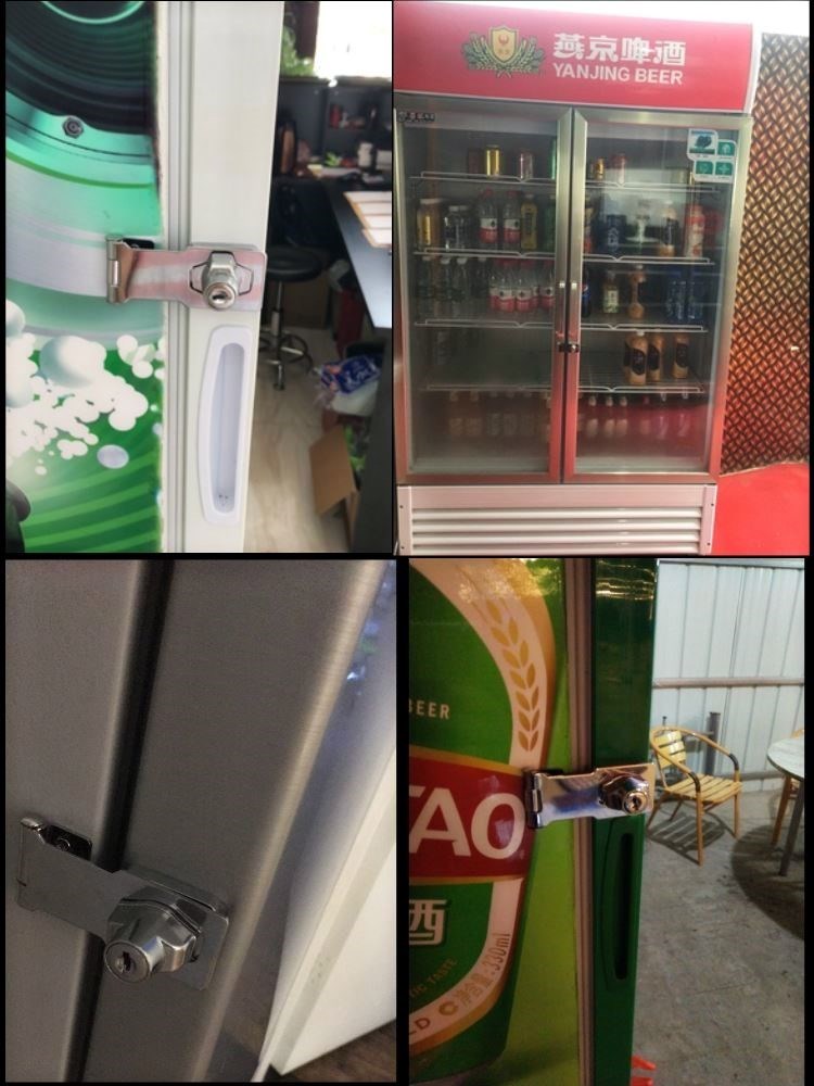 带锁 家用柜锁免开孔密码宝宝安全锁冷柜 卧式玻璃推拉款冰柜 螺丝刀