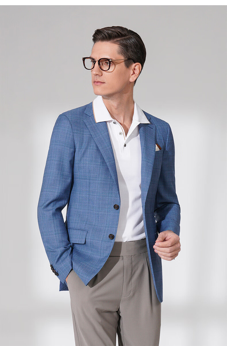 免费上门量体报喜鸟西服定制22春夏男士时尚格纹西服上衣休闲单西量身