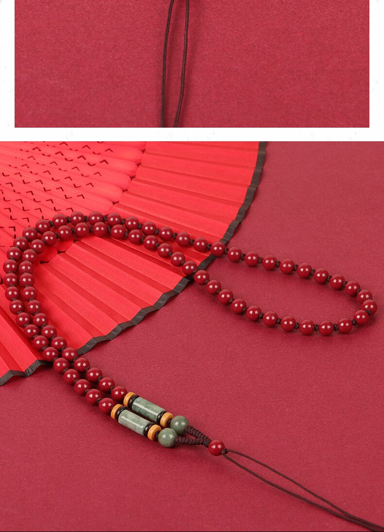 青鹊凰天然朱砂原石男女全珠链吊坠绳挂项链绳脖挂和田玉毛衣链款式一