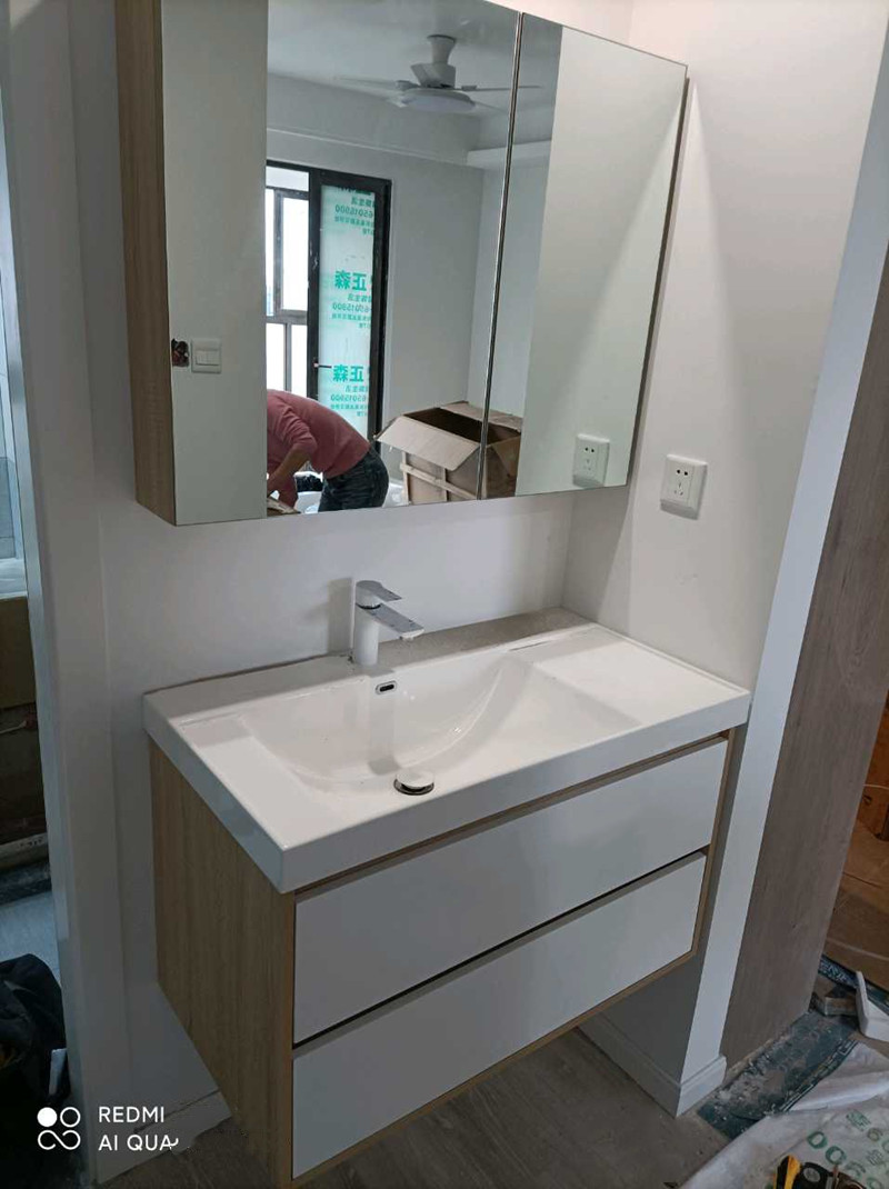 四面挡水一体大洗脸盆池北欧简约浴室柜组合洗漱台洗手盆60120cm台盆