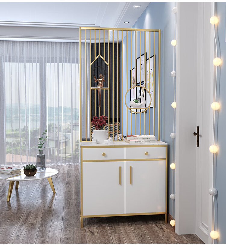 南啵丸玄关鱼缸隔断屏风玄关柜客厅轻奢简约现代北欧装饰入户鞋柜门厅