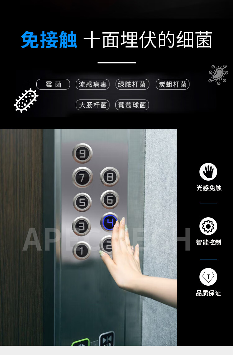 感应式电梯按钮无触摸铝合金防水防虫电梯货梯配件按键开关b2楼tflb38