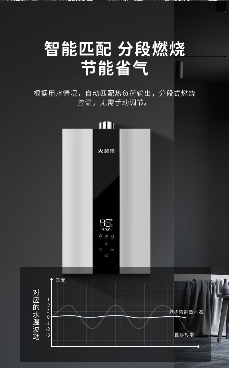 港华紫荆bauhinia热水器燃气家用零冷水速热节能循环恒温k131608emrin