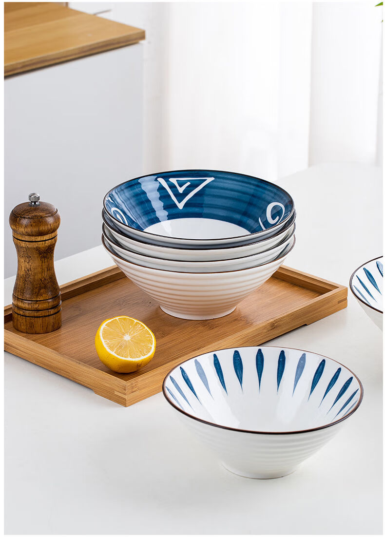 茵迈三樱日式陶瓷大号拉面碗泡面碗家用网红饭碗餐具汤碗沙拉斗笠碗