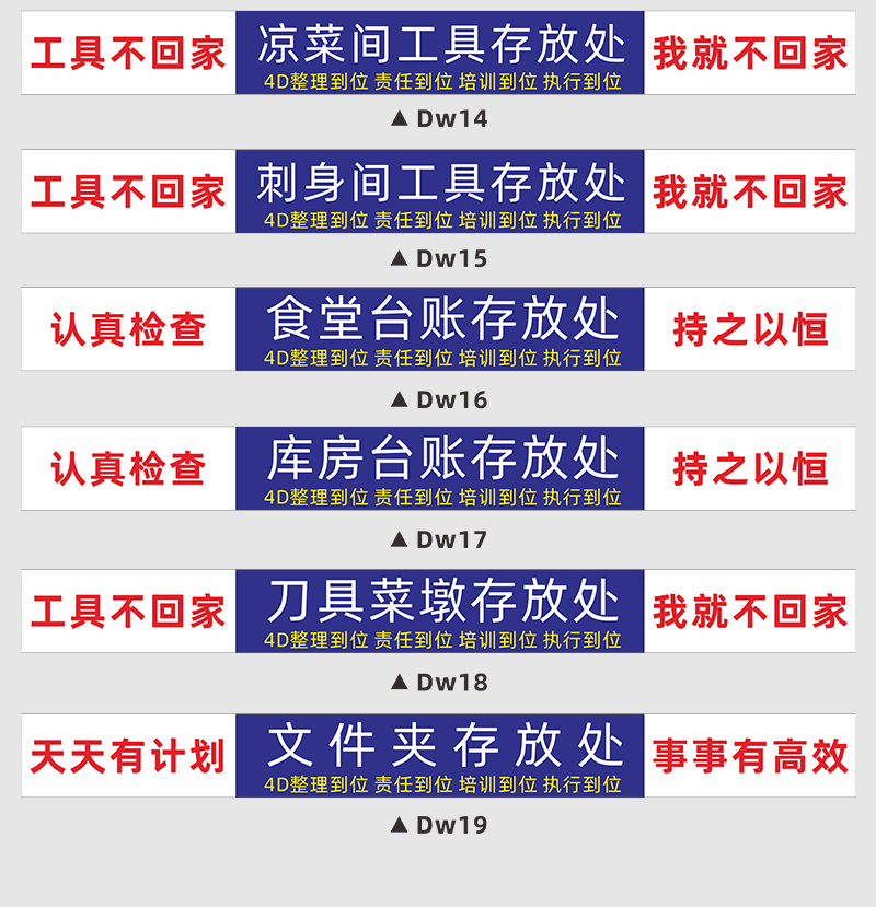 4d厨房管理标示5s标识牌4d厨房管理标识标语8s餐饮酒店食堂厨房物品