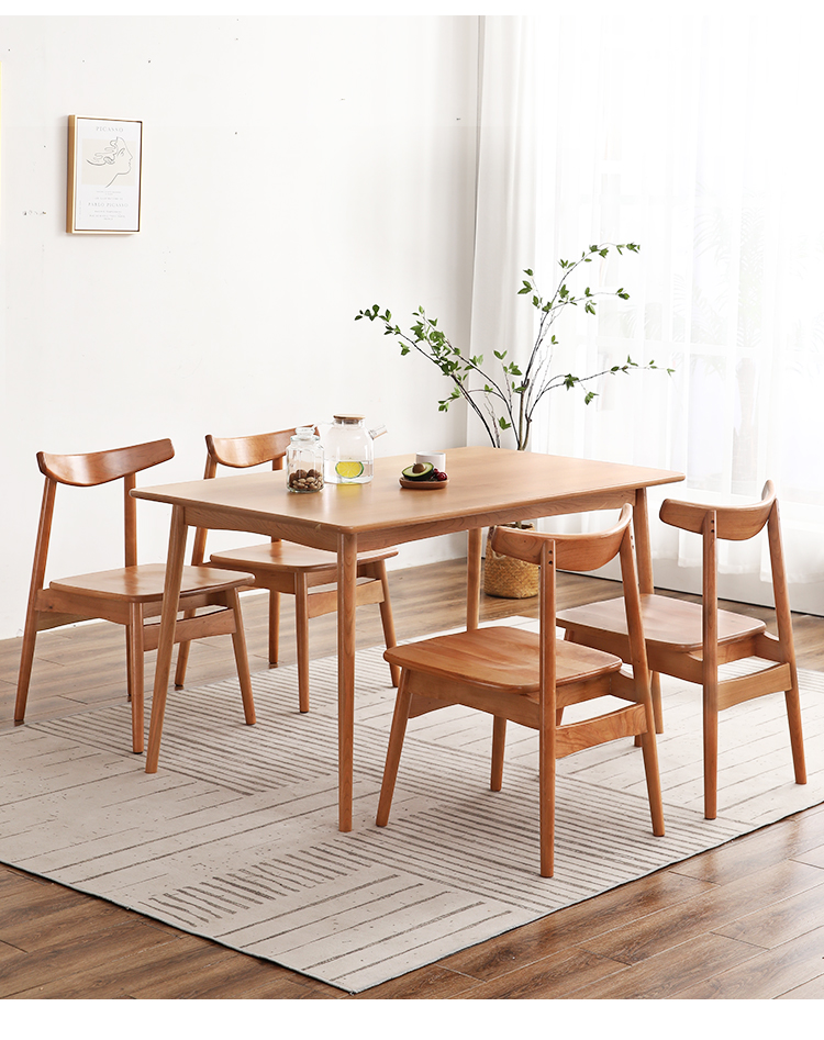 北欧樱桃木实木餐桌原木日式简约长方桌小户型经济型餐桌椅组合樱桃木