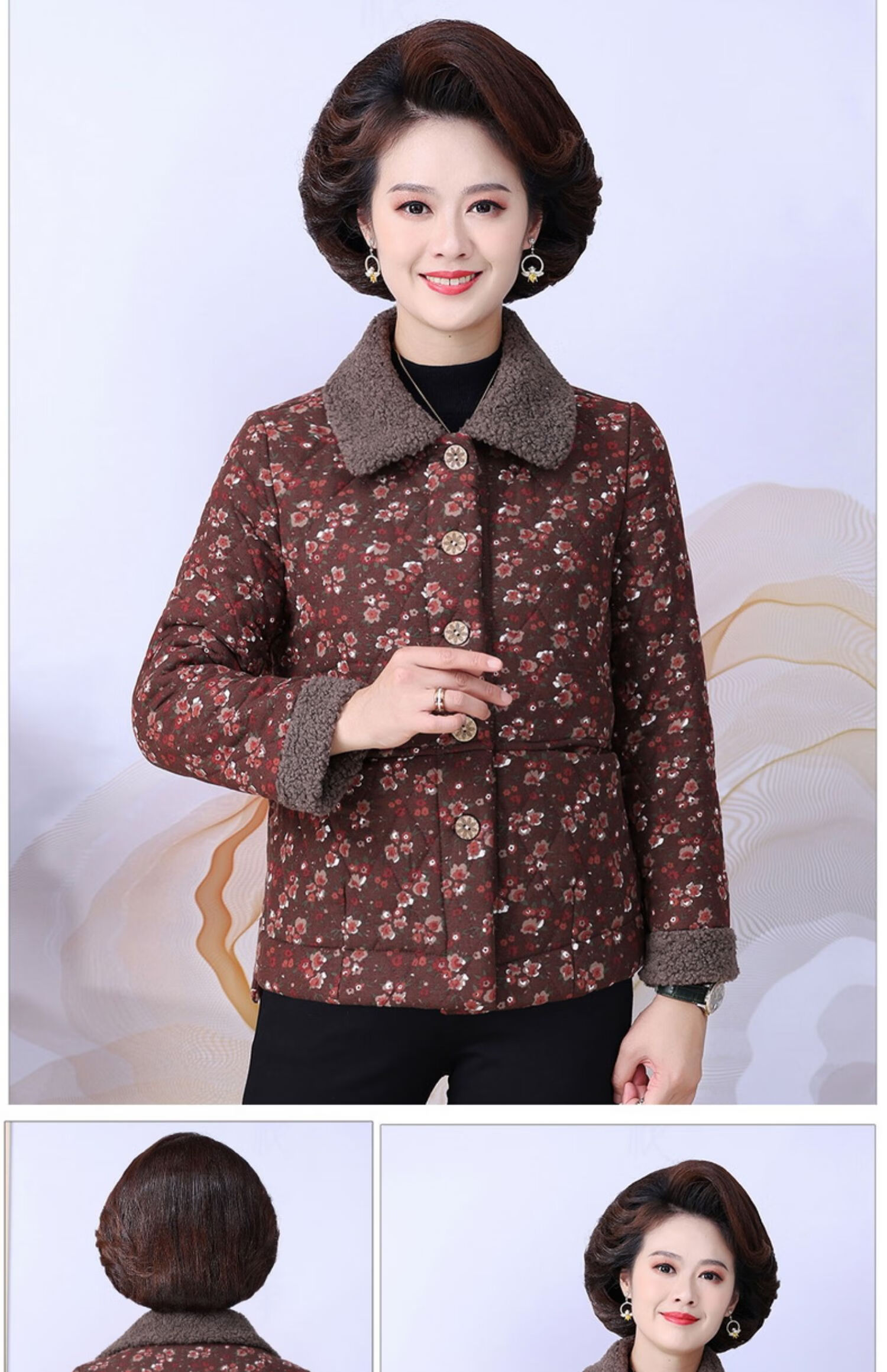 老太太穿的棉袄老奶奶穿的棉衣中老年人妈妈加绒加厚小棉衣秋冬大码短