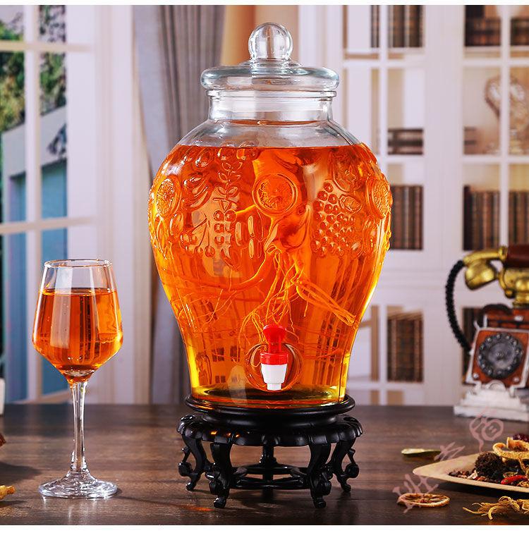 年货节骄鹿酿酒泡酒玻璃瓶带龙头5斤10斤20斤密封酒坛泡酒瓶酒坛子