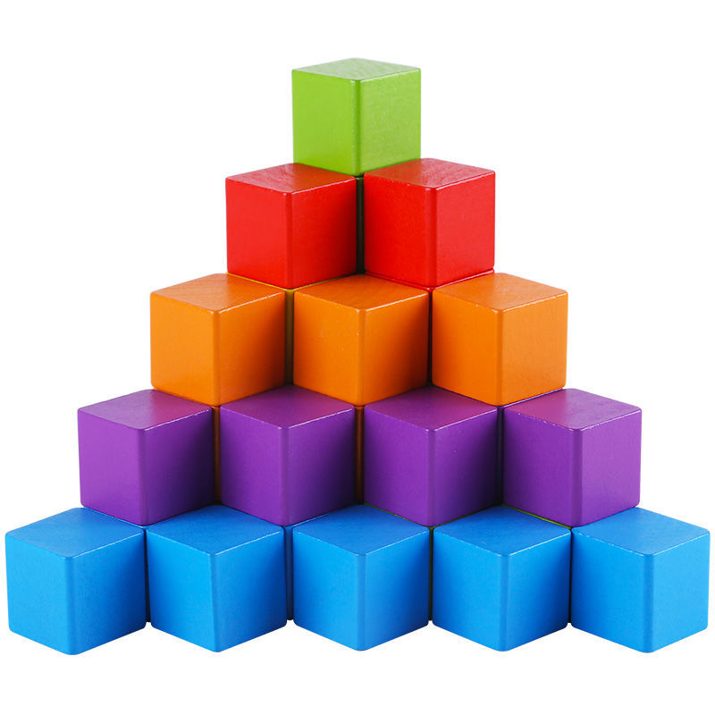 正方体积木数学教具小学木制小方块拼搭立体几何模型儿童玩具原色3