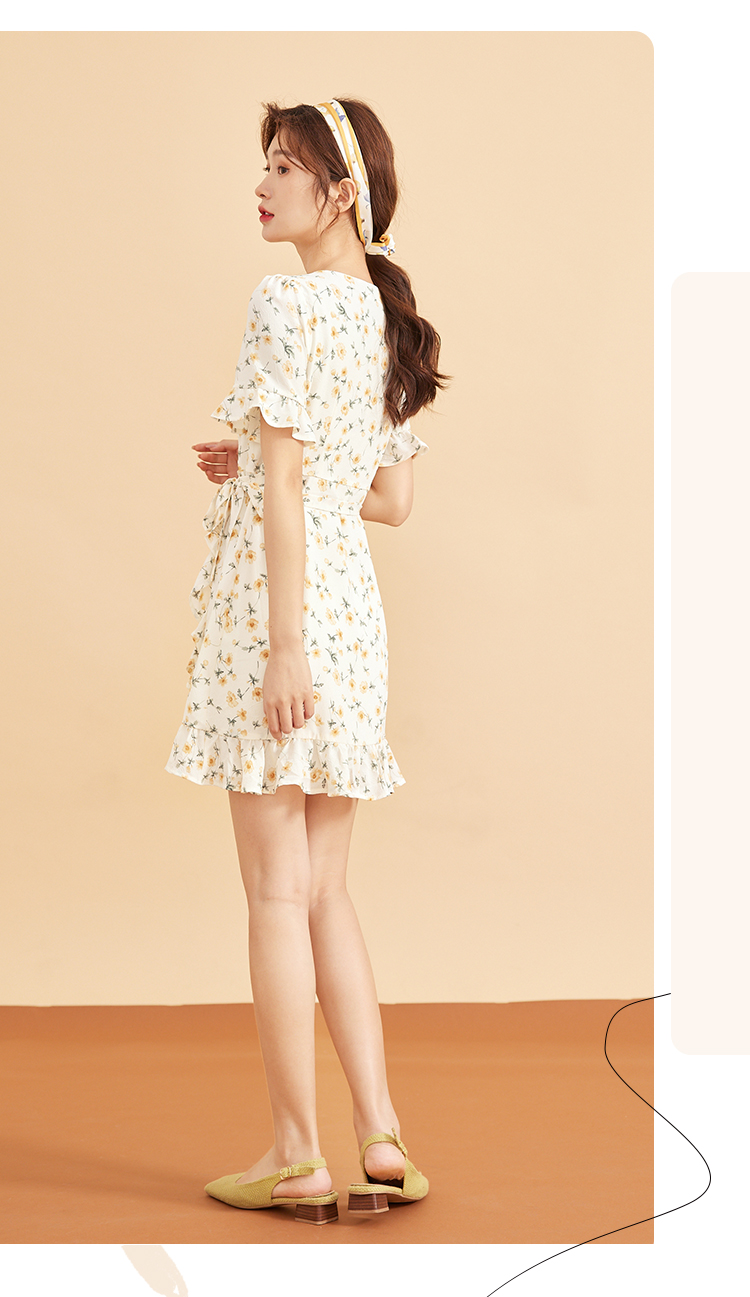 ief爱依服碎花连衣裙女2022年夏季新款气质茶歇裙2710a-d29609- 卡