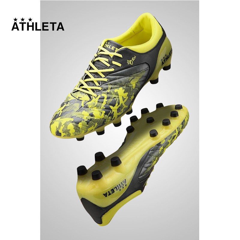 athleta阿仕利塔足球鞋fg/ag混合钉人造草中端比赛训练球鞋男 黑黄 f.