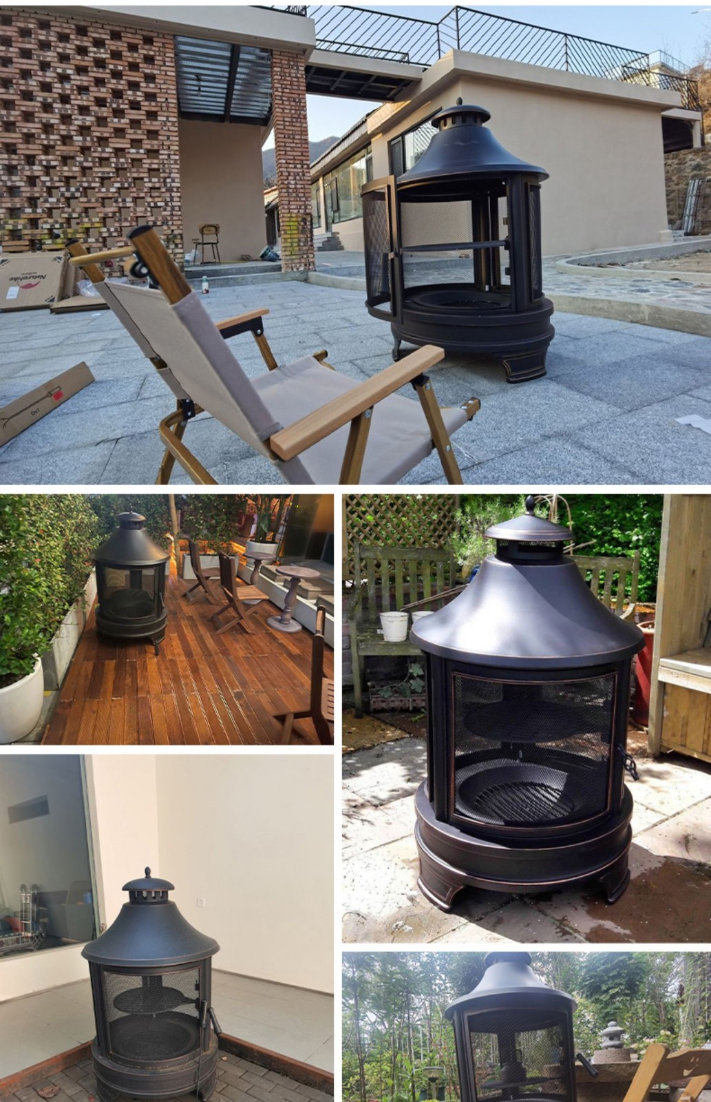 紫叶户外花园取暖庭院烤火炉家用柴火美式木炭烧烤炉室外烧烤架具烤火