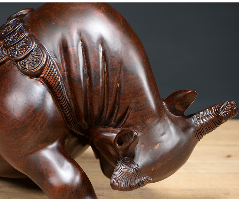 仙莱阁木牛实木雕刻手工精雕牛气冲天家居木头仿古办公室桌面摆件红木