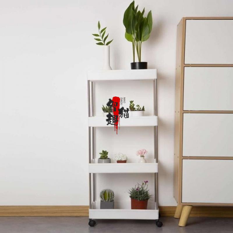 智趣猫多功能滑轮置物架调料架子厨房夹缝利用落卧室浴室卫生间收纳