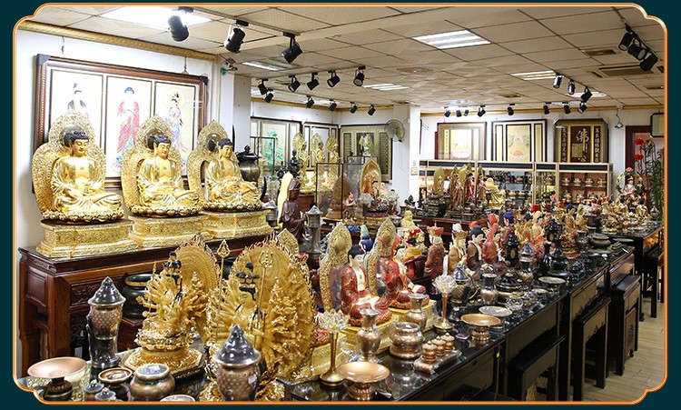 盛凡 西方三圣佛像全铜贴金观音佛像阿弥陀佛像大势至菩萨摆件家居