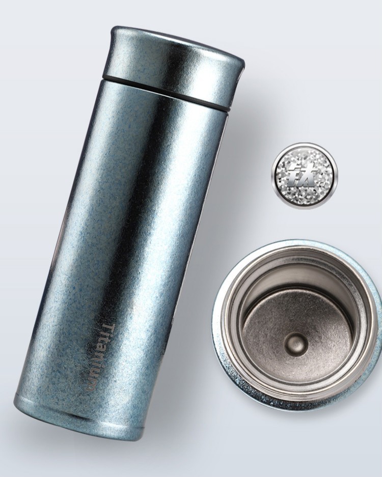 6596轻奢高端纯钛保温杯双层钛杯大容量商务冰花彩色真空保温钛杯