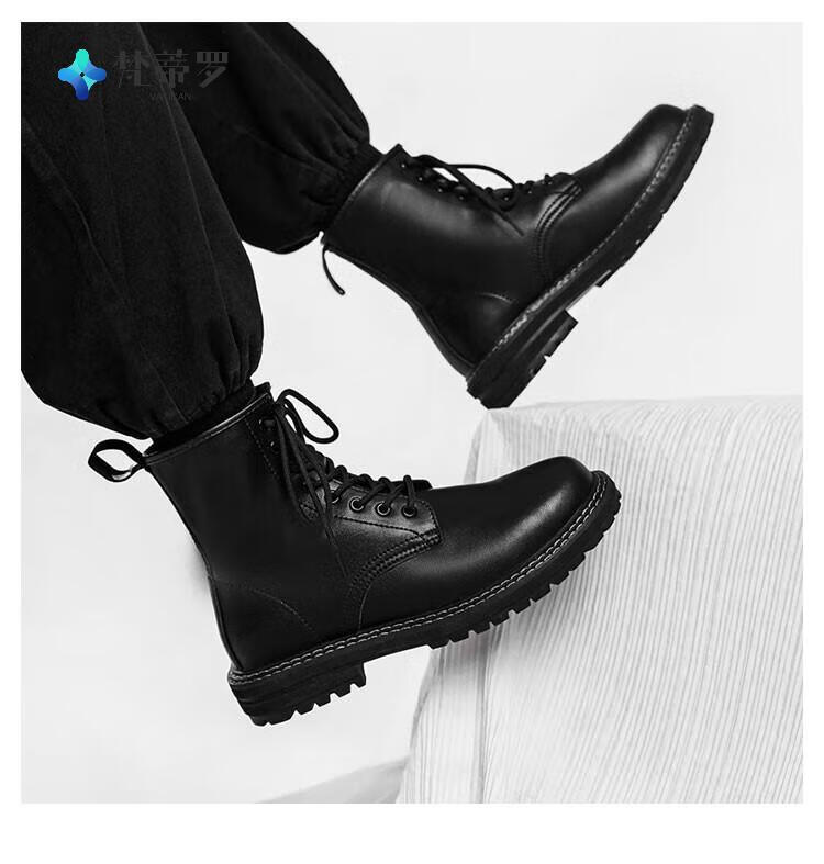 潮牌巴宝莉bv男靴马丁靴欧洲站2022靴子男英伦风冬季加绒保暖男士男鞋