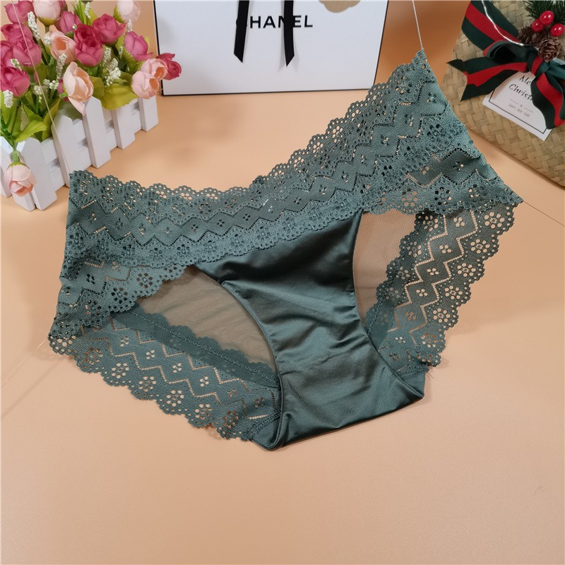 kzck日本韩国品牌女士香港潮牌高端蕾丝宽腰边性感网纱内裤镂空中腰