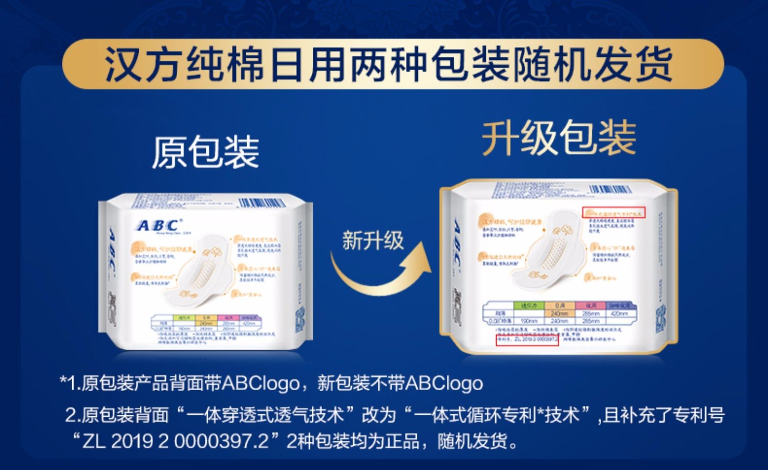 abc汉方纯棉迷你卫生巾套装轻薄透气日夜用姨妈巾5包33片痛经养经呵护